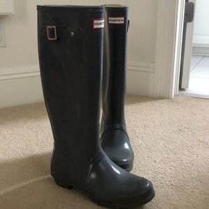Tall grey hunter boots